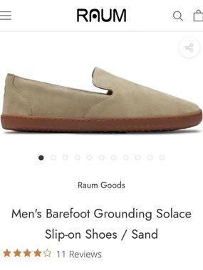 RAUM Men's Barefoot Grounding Solace Slip-on Shoes/Sand
US size 8